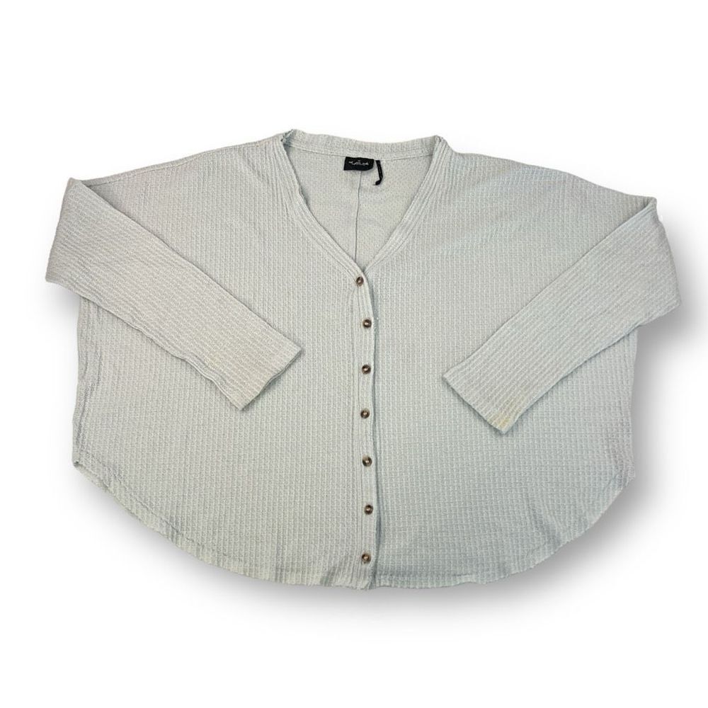 Out From Under Blue Thermal Button Top Size Medium